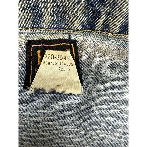 Vintage LEE Riders Jean‎ Jacket Made In The USA Trucker Distressed Blue Denim XL - Picture 6 of 16